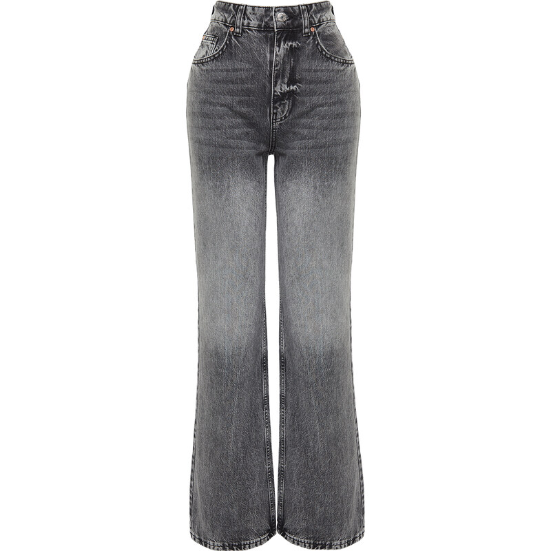 Trendyol Gray High Waist Wide Leg Jeans