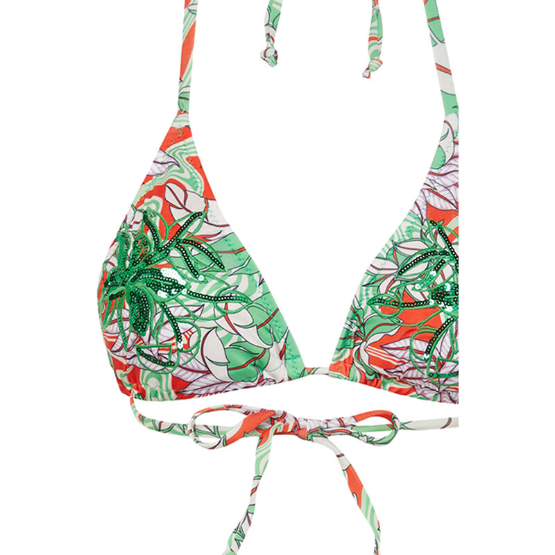 Trendyol Floral Patterned Triangle Embroidered Regular Bikini Set