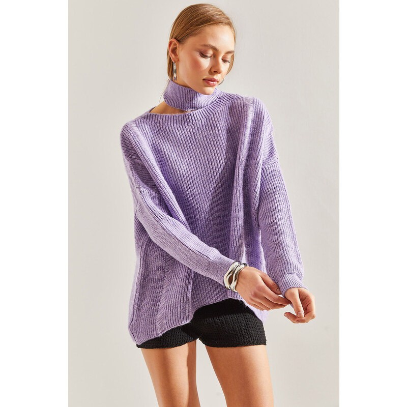 Bianco Lucci Women's Collar Detailed Soft Knitwear Sweater