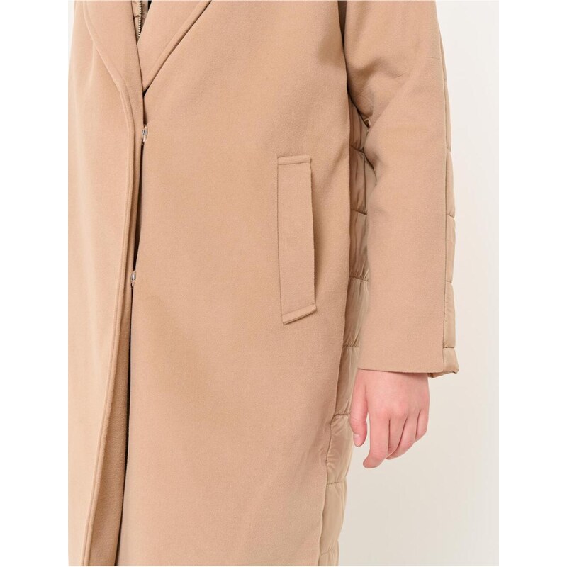 Jimmy Key Beige Loose Fit Hooded Midi Coat