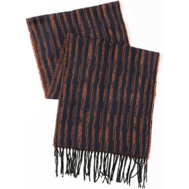 ALTINYILDIZ CLASSICS Men's Navy Blue-Orange Patterned Scarf