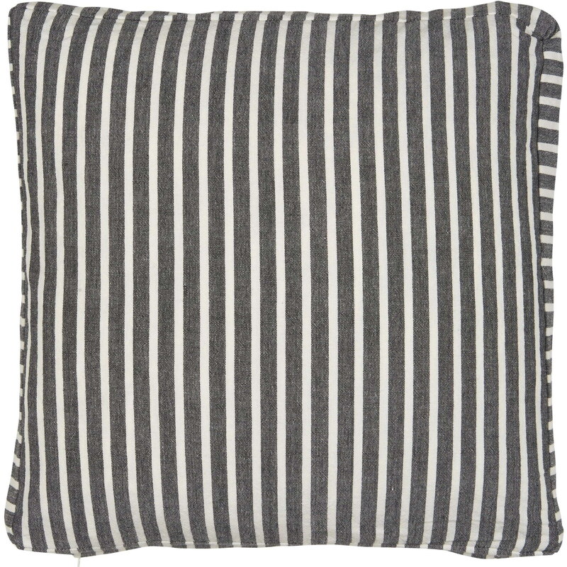 IB LAURSEN Bavlněný povlak na sedák Louis Black/Stripes 45 x 45 cm