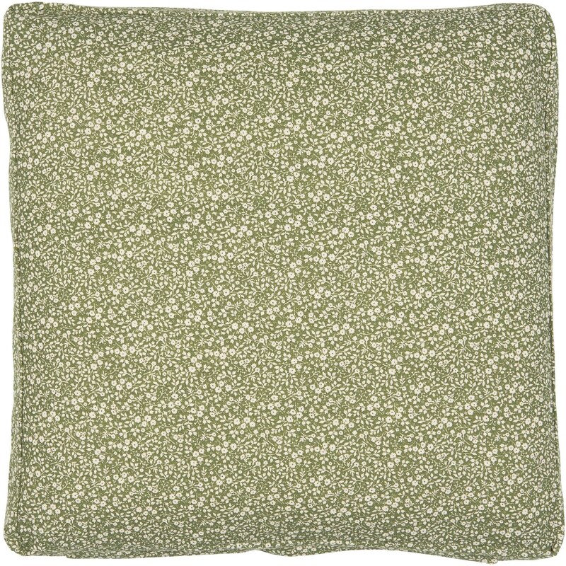 IB LAURSEN Bavlněný povlak na sedák Sofie Green/Flowers 45 x 45 cm