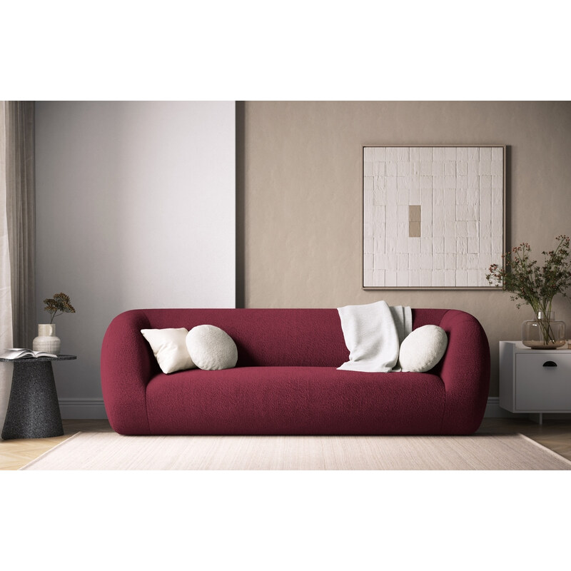 Bordová bouclé třímístná pohovka Cosmopolitan Design Essen 230 cm