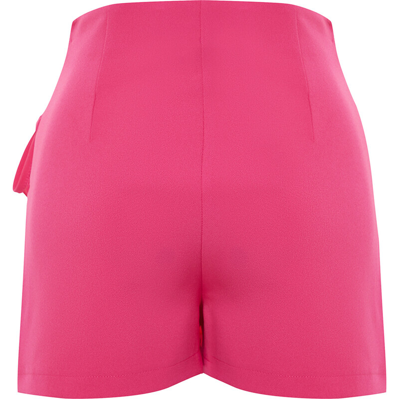 Trendyol Fuchsia Tie and Eyelet Detailed Woven Shorts Skirt