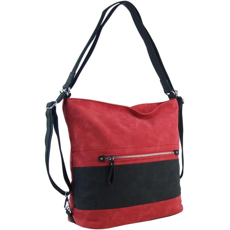 BELLA BELLY Barebag Velká dámská kabelka přes rameno / batoh červená / černá