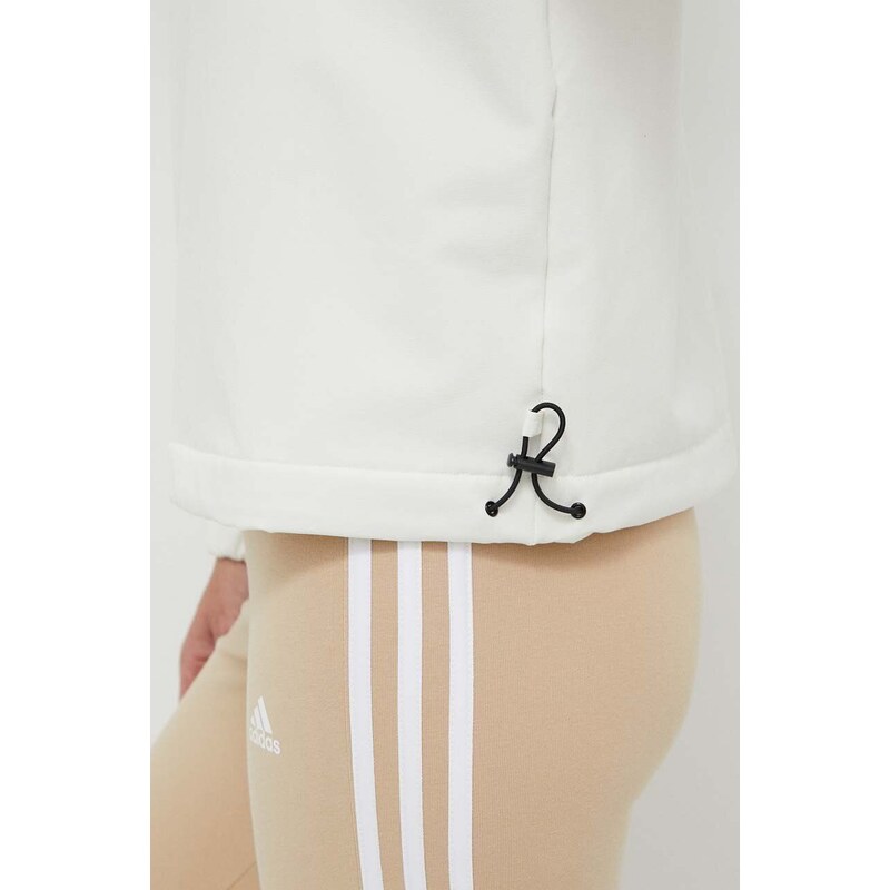 Mikina adidas dámská, béžová barva, s kapucí, s aplikací, IS3012