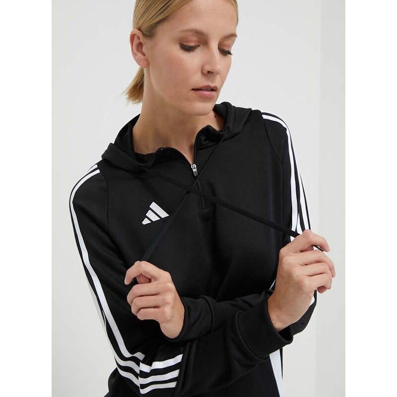 Tréninková mikina adidas Performance Tiro24 černá barva, s kapucí, s aplikací, IJ9956