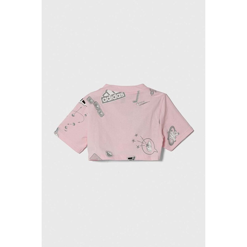Dětské bavlněné tričko adidas růžová barva