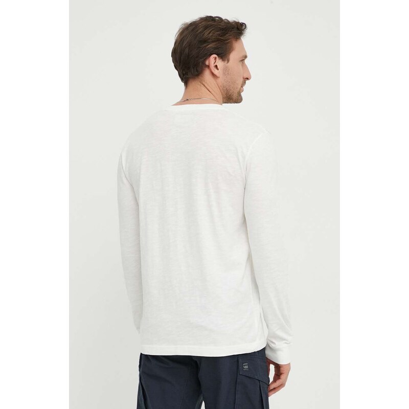 Bavlněné tričko s dlouhým rukávem Marc O'Polo bílá barva