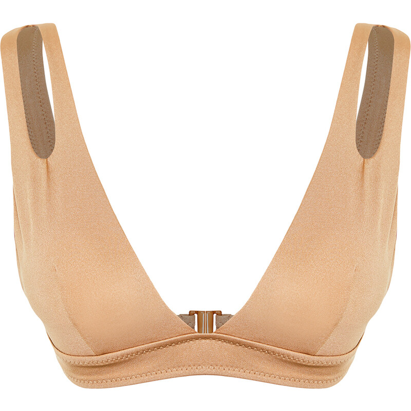 Trendyol Mink Triangle Cut Out/Windowed Bikini Top