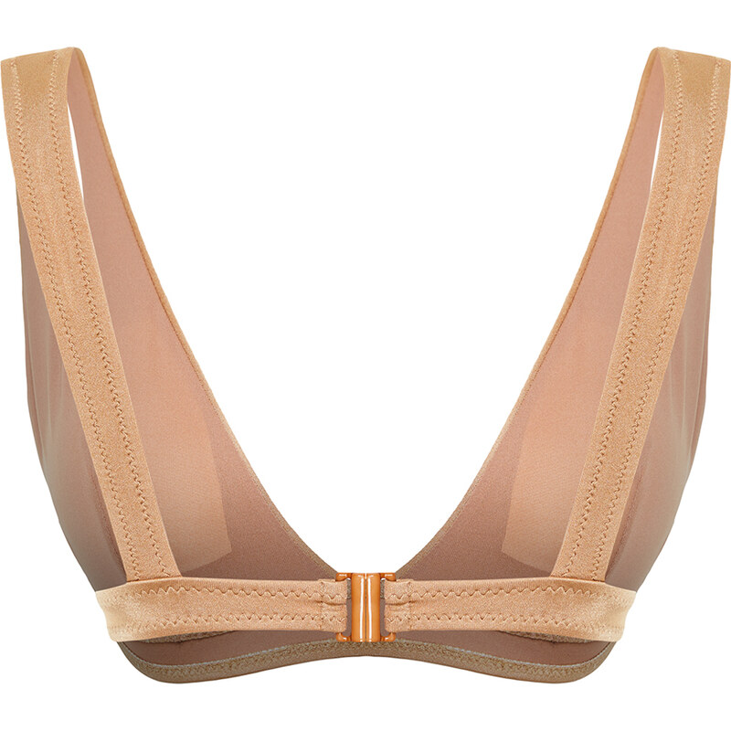 Trendyol Mink Triangle Cut Out/Windowed Bikini Top