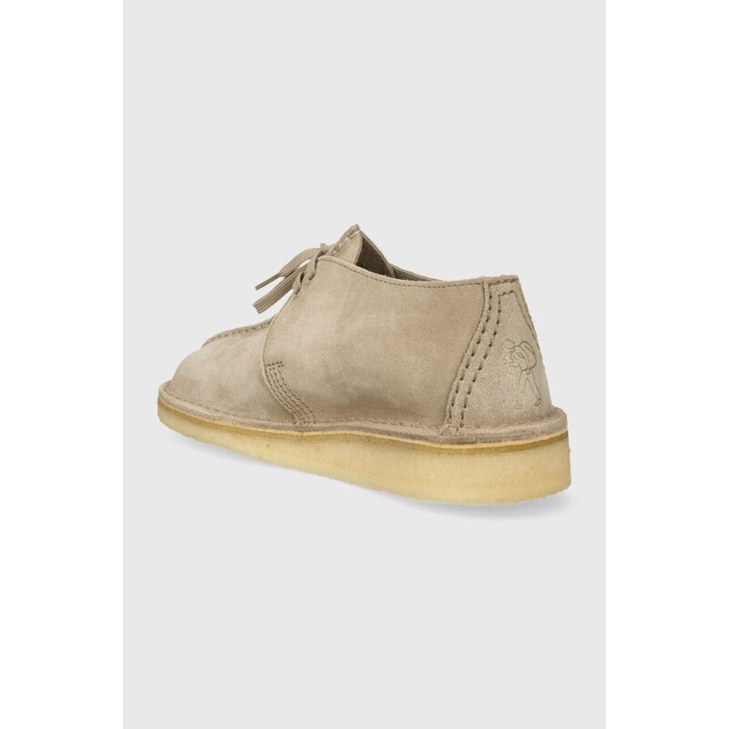 Semišové polobotky Clarks Originals Desert Trek dámské, béžová barva, na plochém podpatku, 26164264