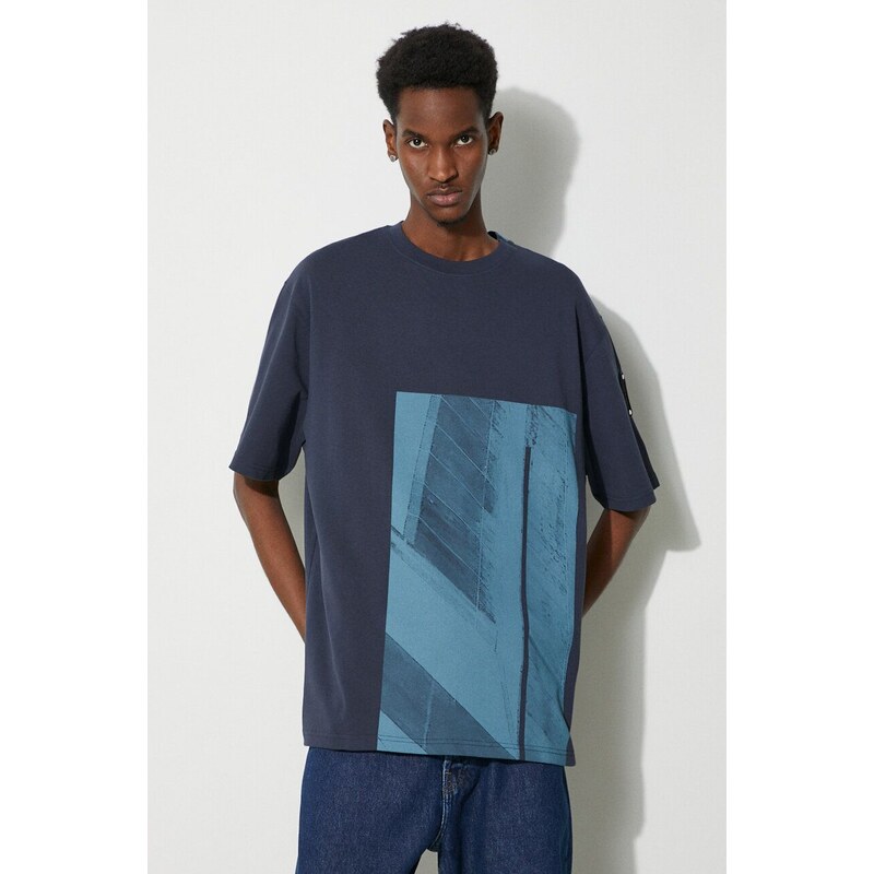 Bavlněné tričko A-COLD-WALL* Strand T-Shirt tmavomodrá barva, s potiskem, ACWMTS189