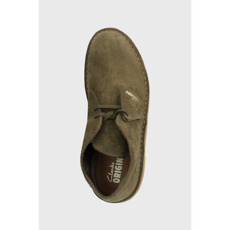 Semišové polobotky Clarks Originals Desert Boot pánské, zelená barva, 26176626