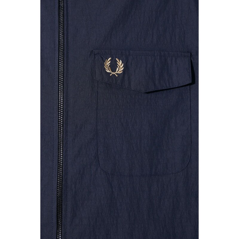 Bunda Fred Perry Zip Overshirt pánská, tmavomodrá barva, přechodná, M5684.608