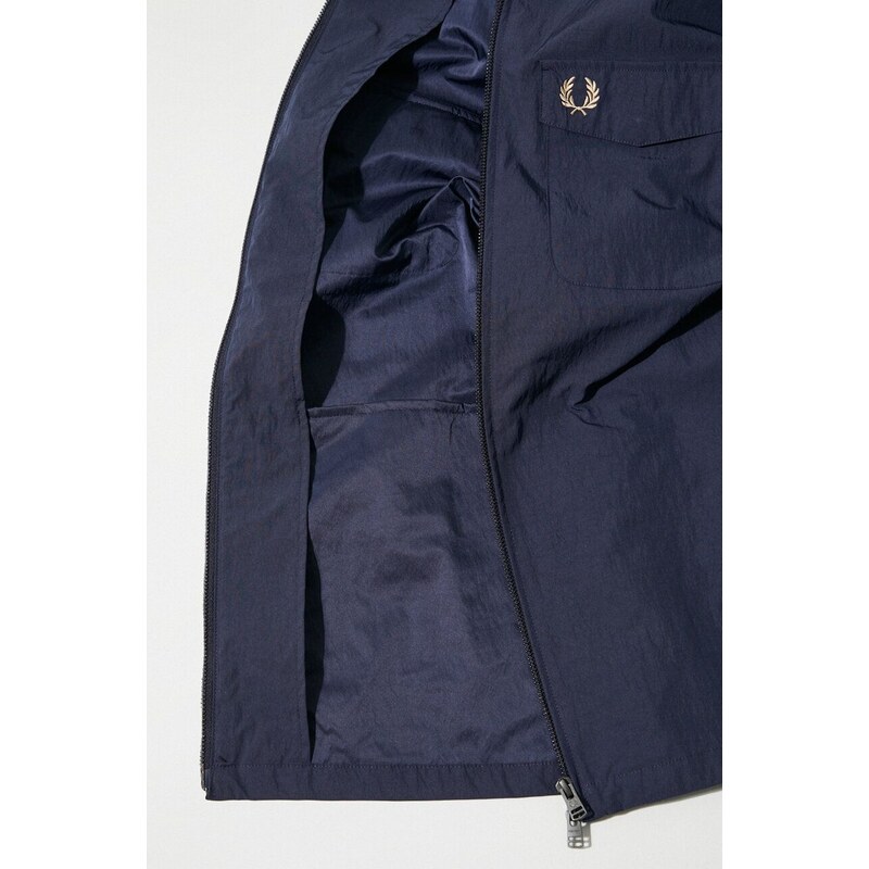 Bunda Fred Perry Zip Overshirt pánská, tmavomodrá barva, přechodná, M5684.608