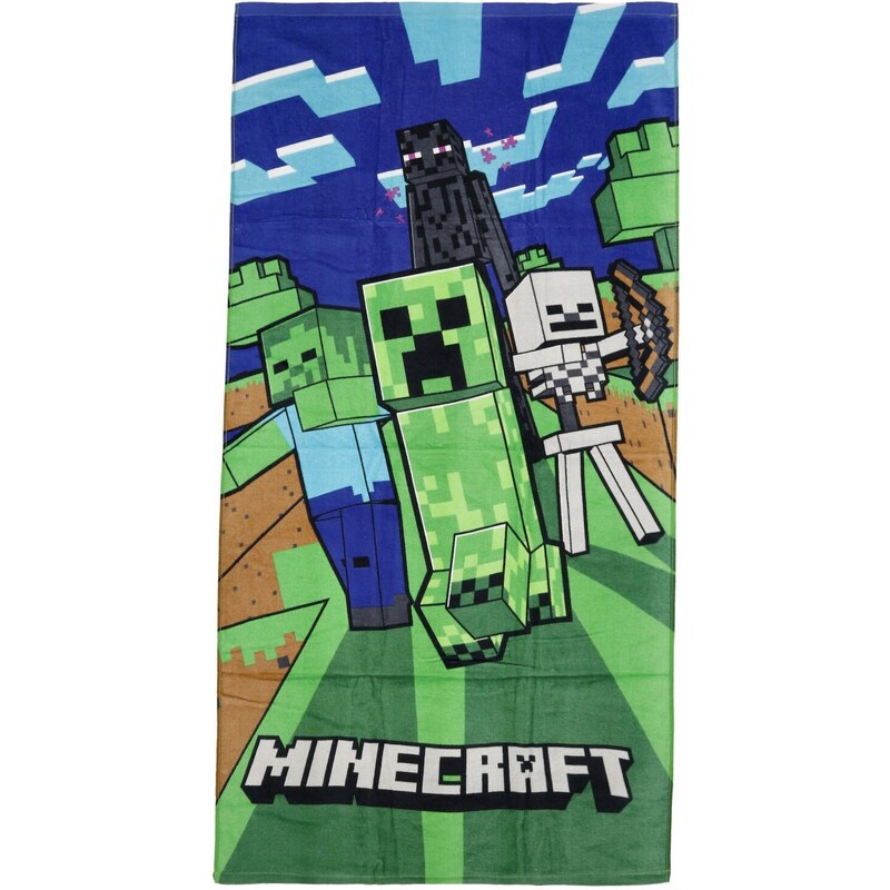 Setino Hravý dětský ručník Minecraft Creeper, zelená