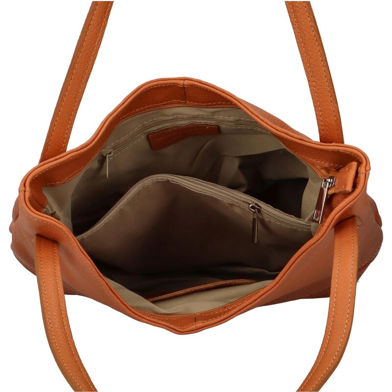Dámská kožená kabelka přes rameno oranžová - Delami Nellis oranžová