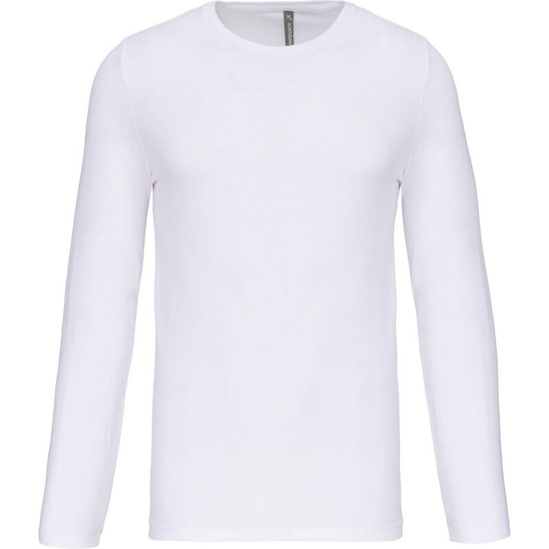 Adoco Kariban K3016 Pánské elastické tričko s dlouhým rukávem bílá - S