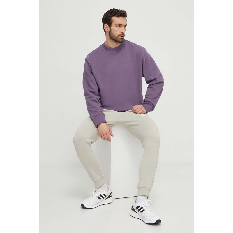 Bavlněná mikina adidas Originals pánská, fialová barva, hladká, IR7918