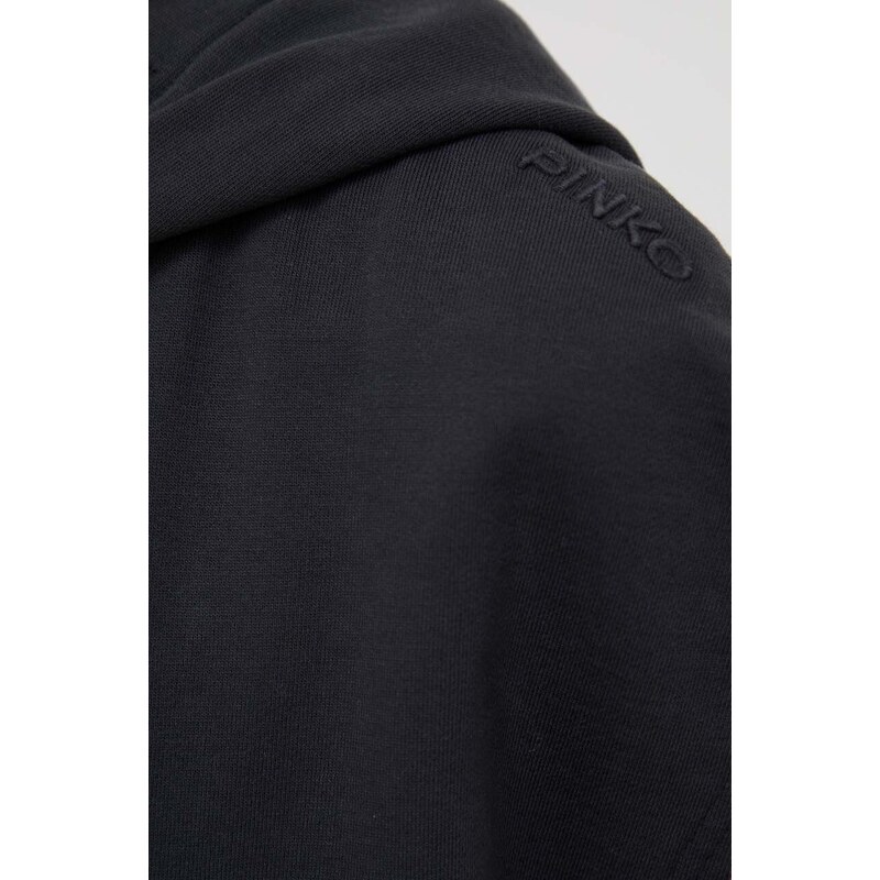 Bavlněná vesta Pinko černá barva, s kapucí, 103112.A1P6