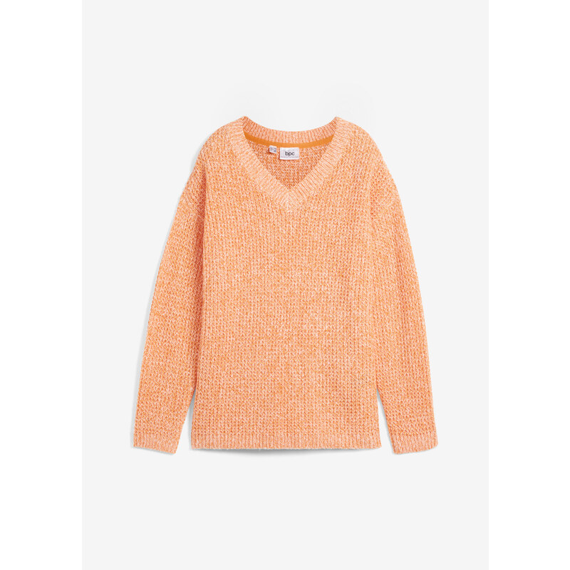 bonprix Volný pulovr z vaflového úpletu, dlouhý rukáv Oranžová