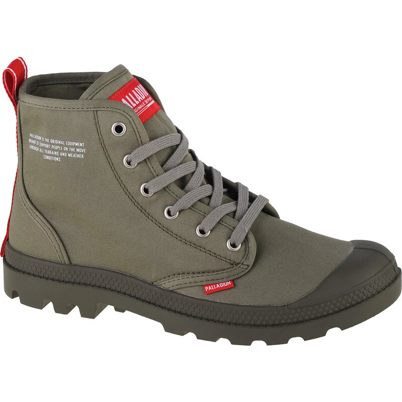 BASIC KHAKI KOTNÍKOVÉ PLÁTĚNÉ TENISKY PALLADIUM PAMPA HI DARE