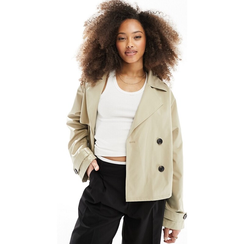 JJXX cropped trench coat in beige-Neutral