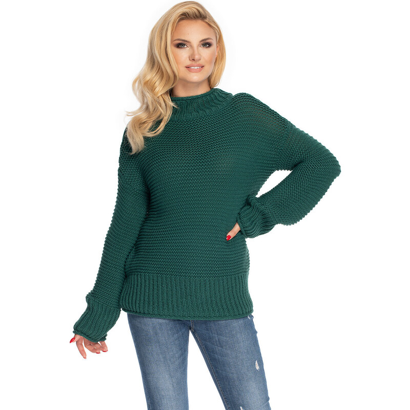 Dámský svetr model 146936 Tmavě zelená - PeeKaBoo 89619973