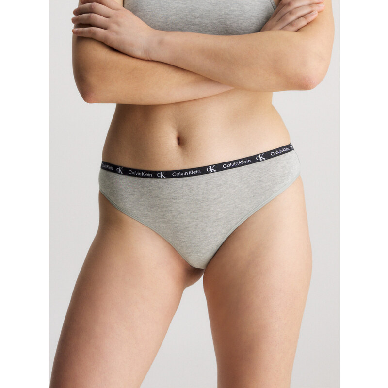 Dámská tanga 2 Pack CK96 000QD3990E BGH černá/šedá - Calvin Klein