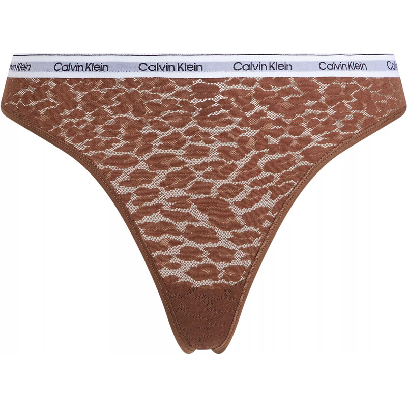 Dámská tanga HIGH LEG THONG 000QD5051E FUA hnědé - Calvin Klein 89621716