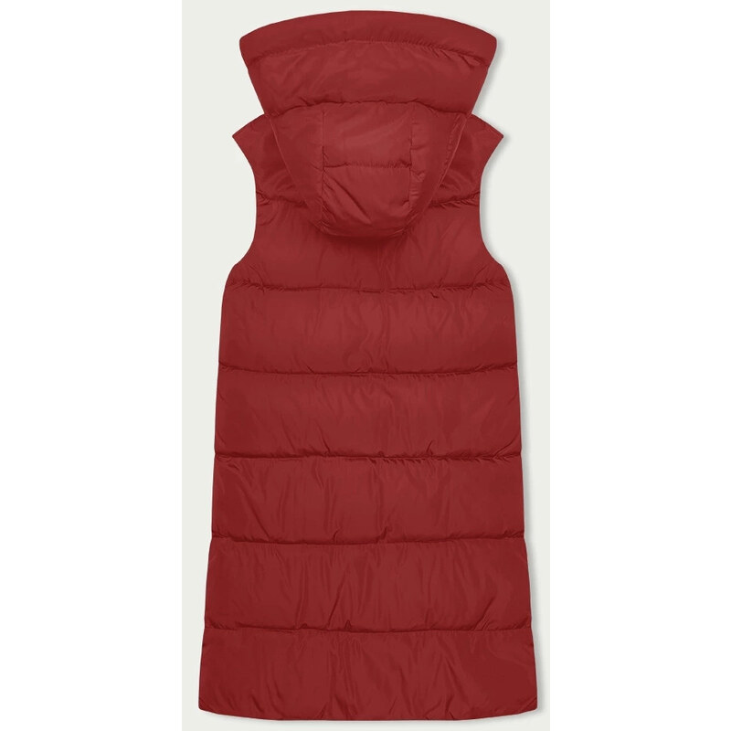 S'WEST Červeno-černá dlouhá dámská oboustranná vesta (B8159-4)