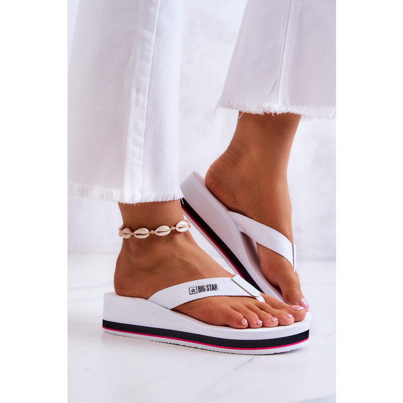 Big Star Shoes Women's flip-flops on the wedge Big Star JJ274A333 White