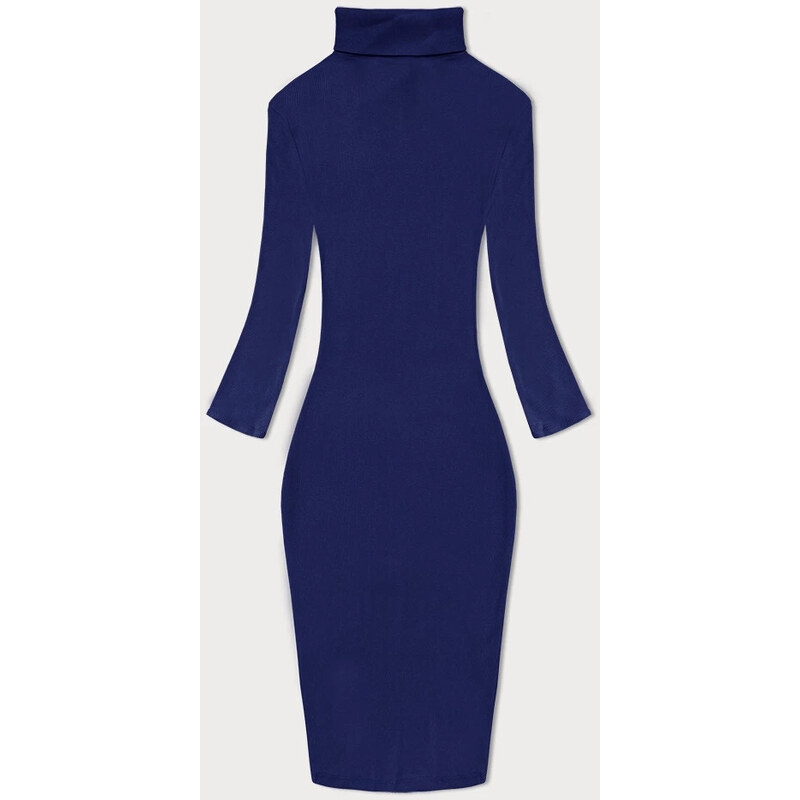 Factory Price Vypasované žebrované šaty v kobaltové barvě s rolákem Rue Paris (5133)
