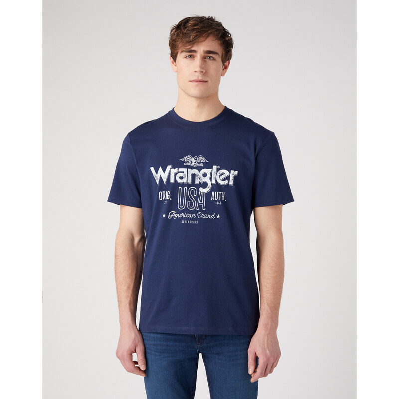 Pánské tričko Wrangler 112341142 W70PEE114 Americana tee navy