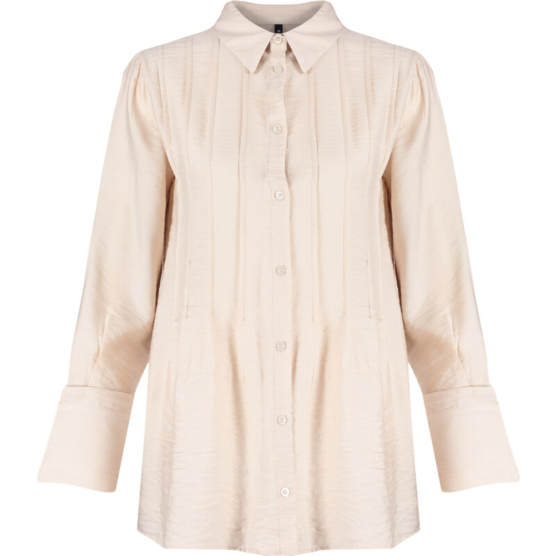 Trendyol Stone Pleated Sleeves Lacing Detailed Woven Shirt