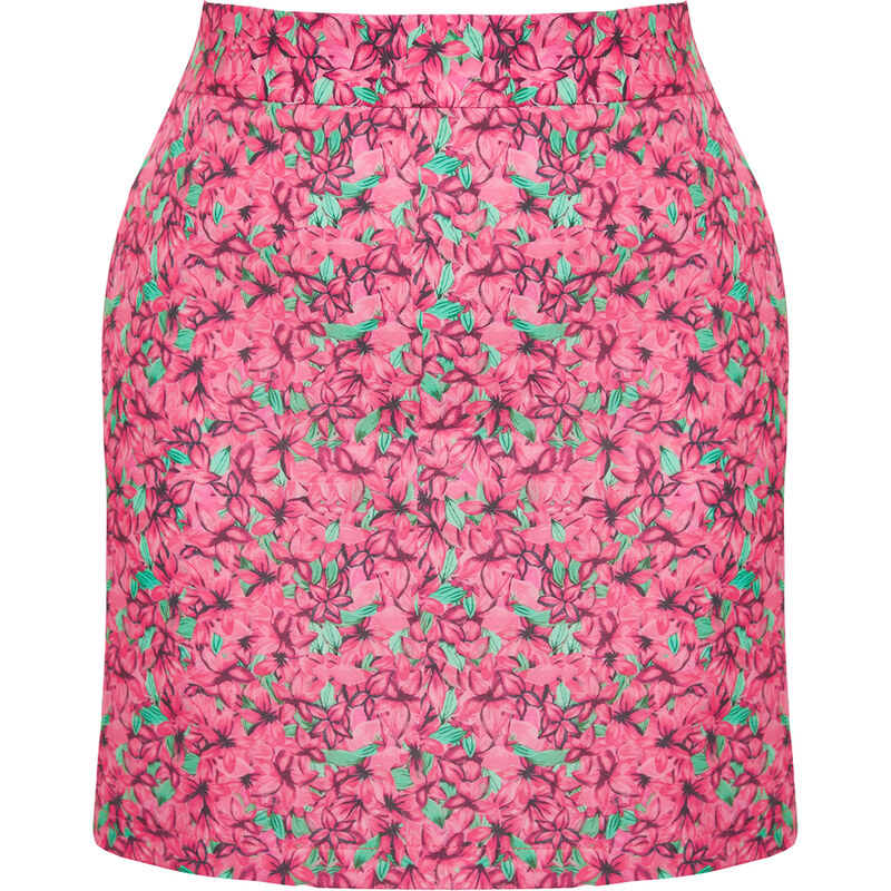 Trendyol Red Floral Pencil Fit Mini Woven Skirt