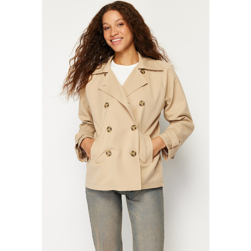 Trendyol Beige Oversize Wide Cut Trench Coat