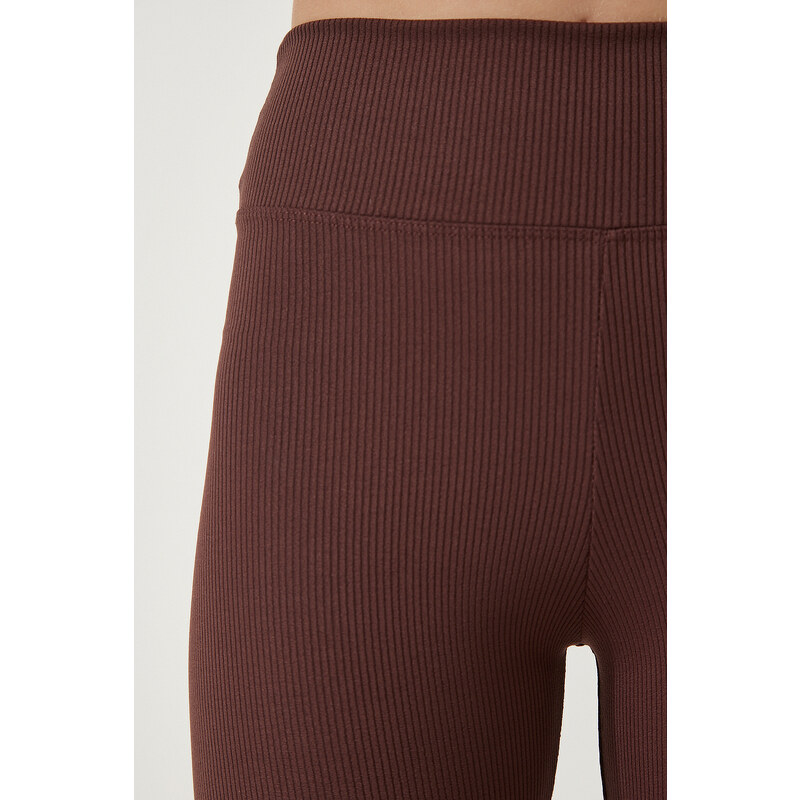 Happiness İstanbul Women's Brown High Waist Wrap Tights