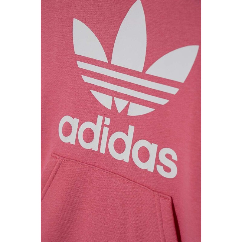 Dětská mikina adidas Originals TREFOIL HOODIE růžová barva, s kapucí, s potiskem