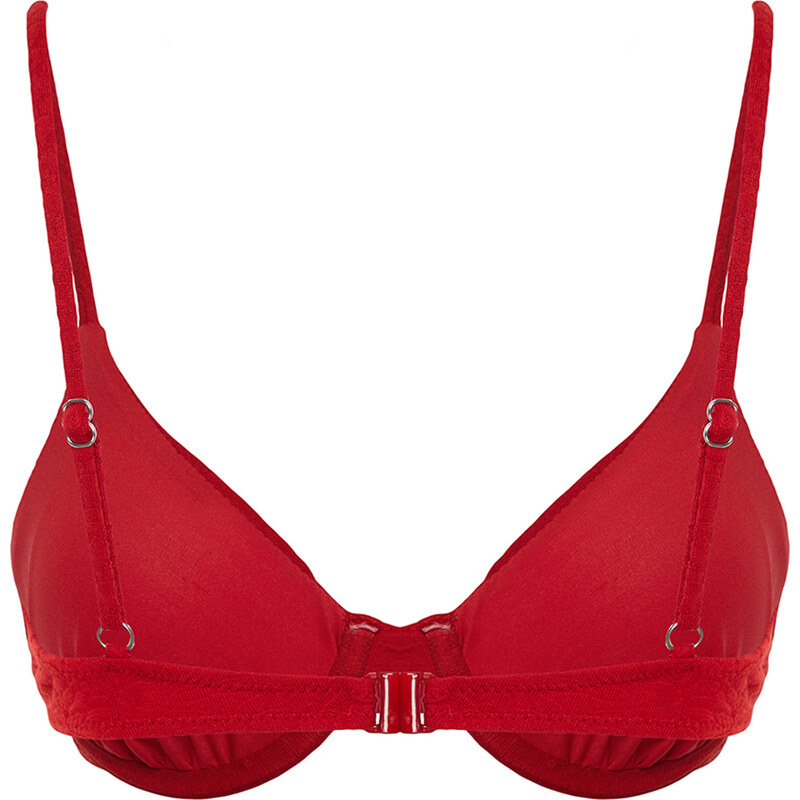 Trendyol Red Balconette Textured Bikini Top