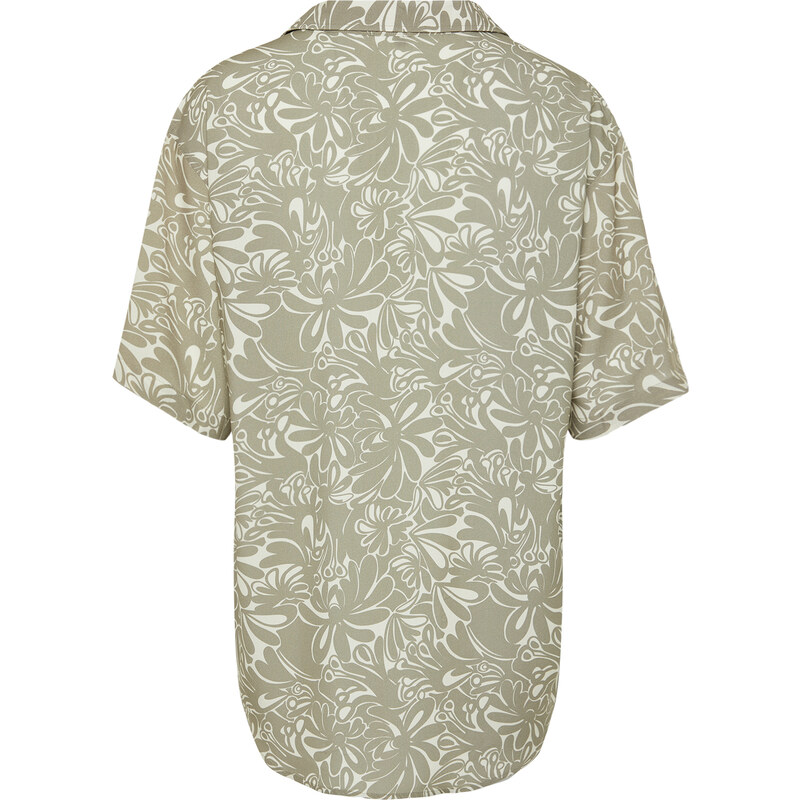 Trendyol Stone Oversize Fit Floral Pattern 100% Viscose Short Sleeve Flowy Summer Shirt
