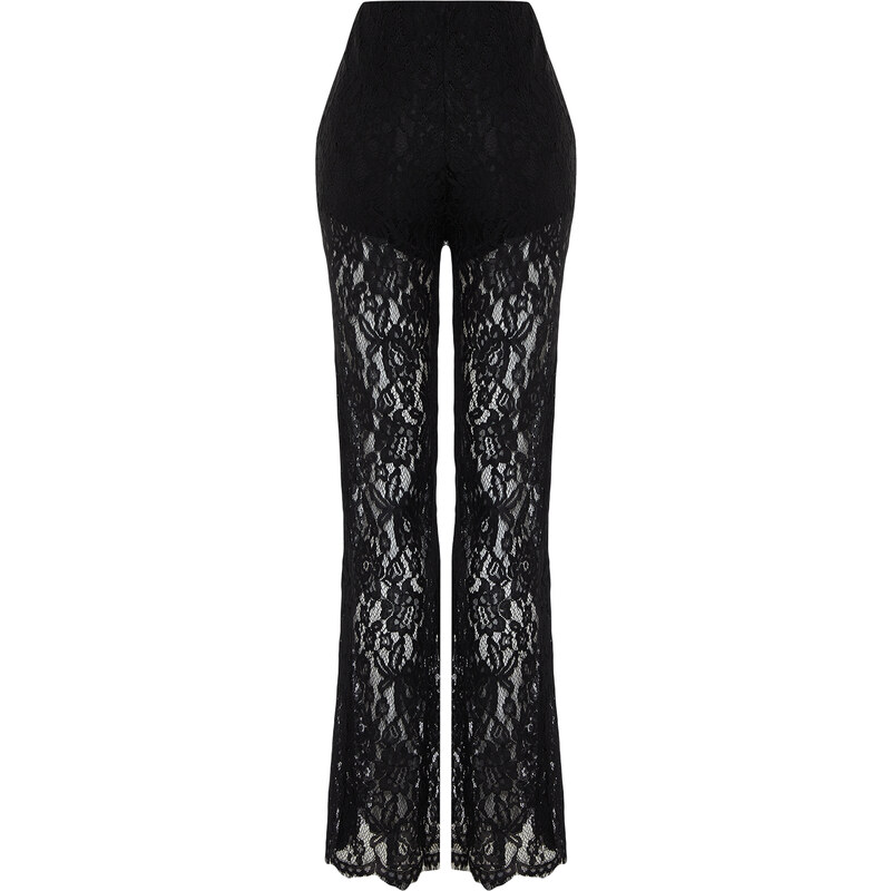 Trendyol Black Lace Flare Flare Leg Woven Trousers