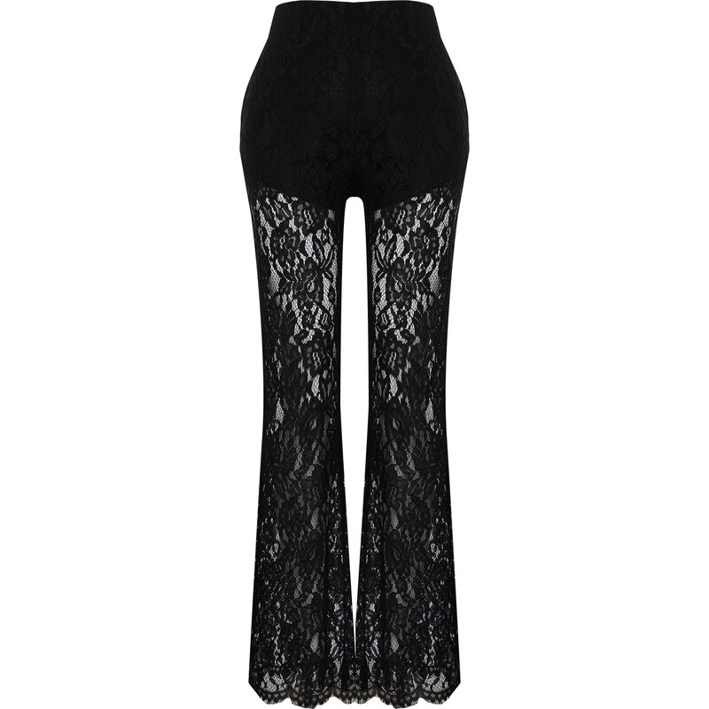 Trendyol Black Lace Flare Flare Leg Woven Trousers