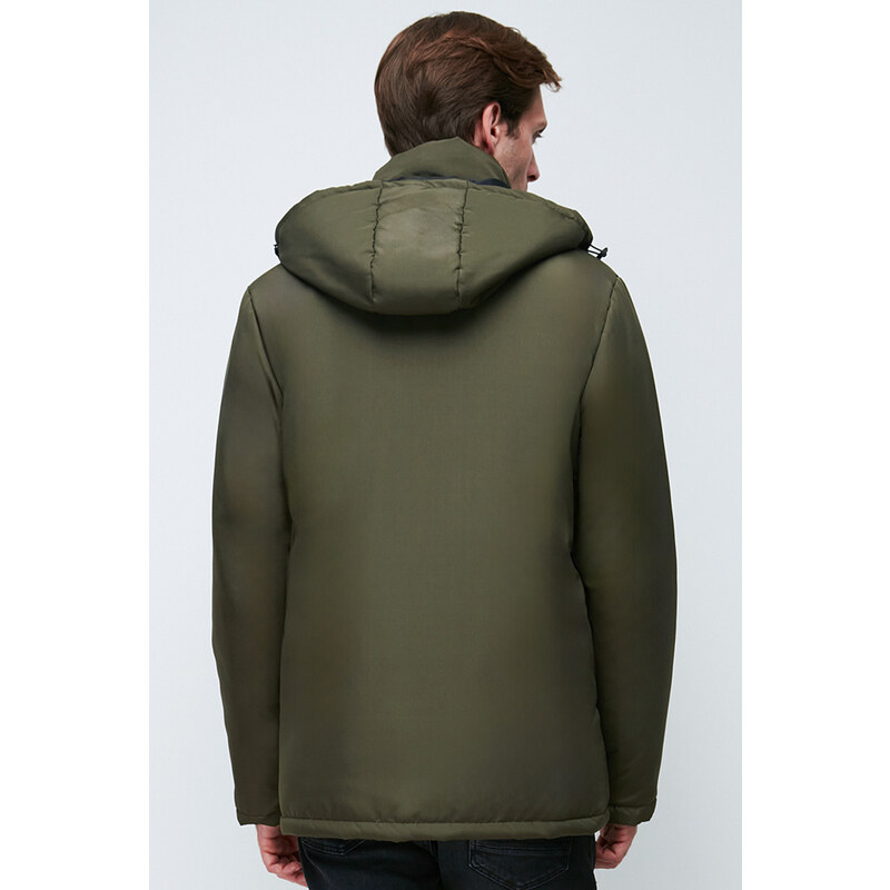 River Club Men's Khaki Hooded Water And Windproof Winter Jackets & Coats & Parka