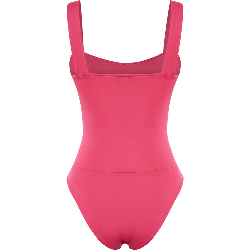 Trendyol Fuchsia Drawstring and Thick Strap Fitted Flexible Snap Fastener Knitted Body