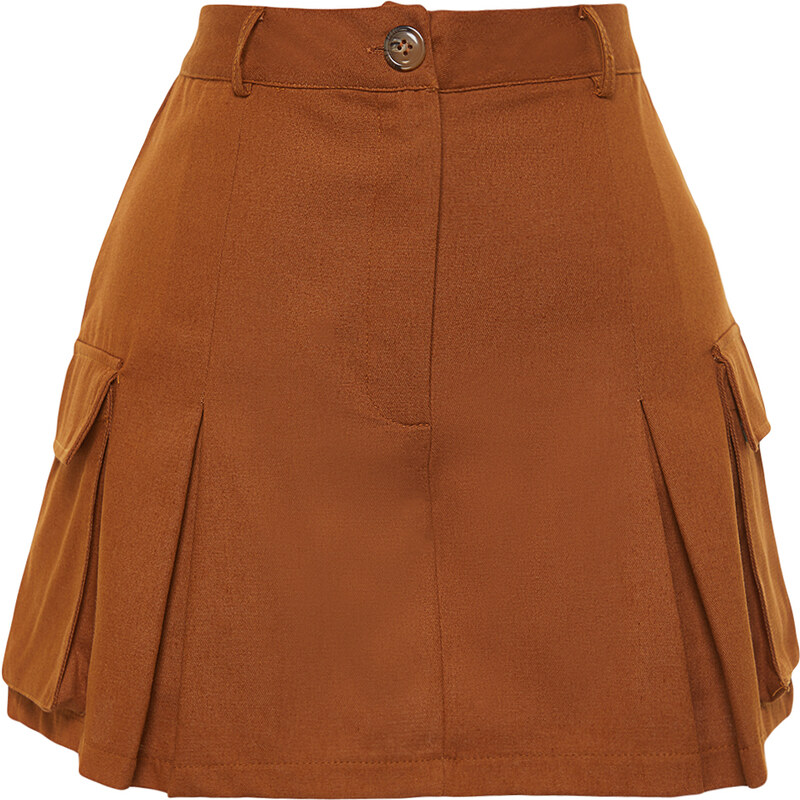 Trendyol Camel Cargo Pocket Woven Shorts Skirt