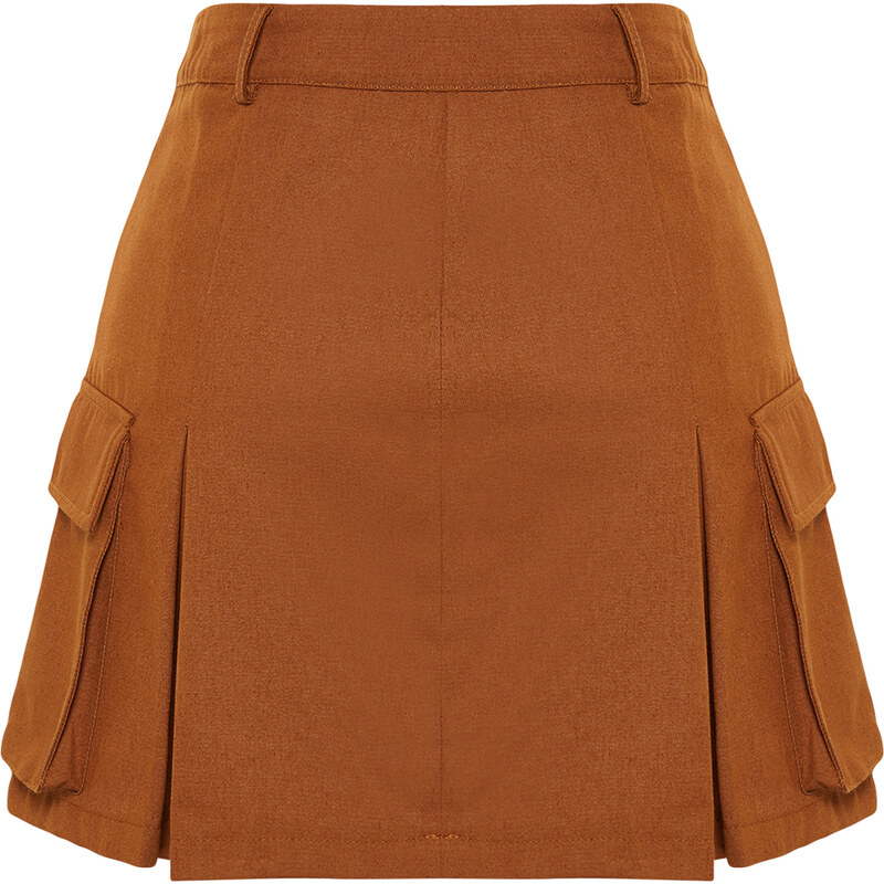 Trendyol Camel Cargo Pocket Woven Shorts Skirt