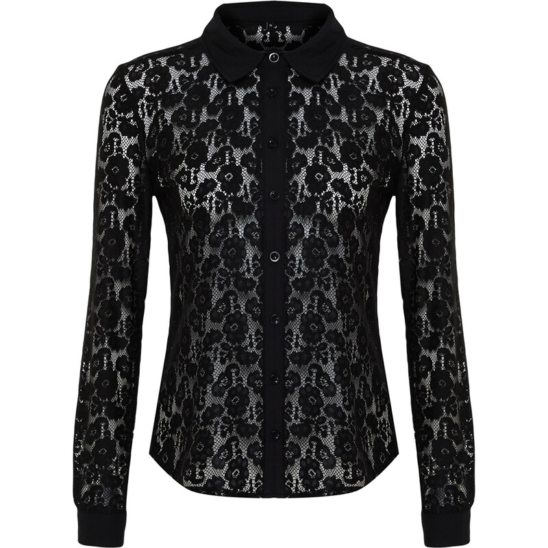 Trendyol Black Lace Fitted Woven Shirt